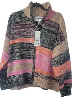 NWT RESUME Valerie RS Zip Front High Neck Cardigan Sweater Size L